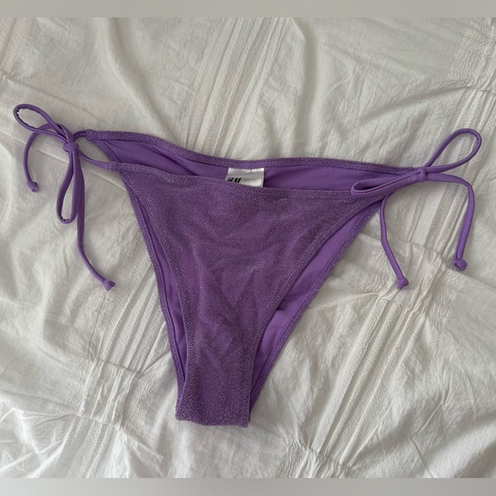 H&M Tanga Bikini Bottoms in Purple Glitter NWOT
